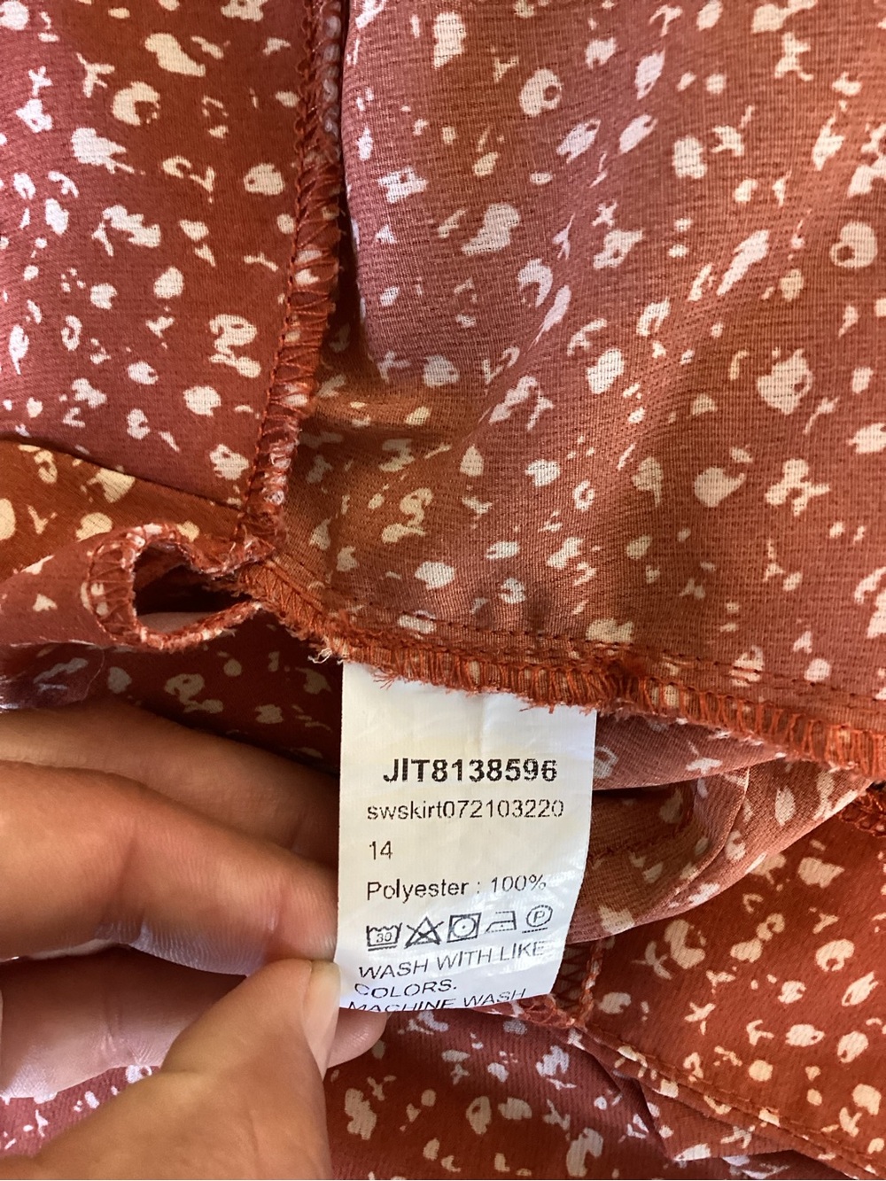 SHEIN Rust Floral Drawstring Ruffle Mini Skirt - Picture 7 of 8
